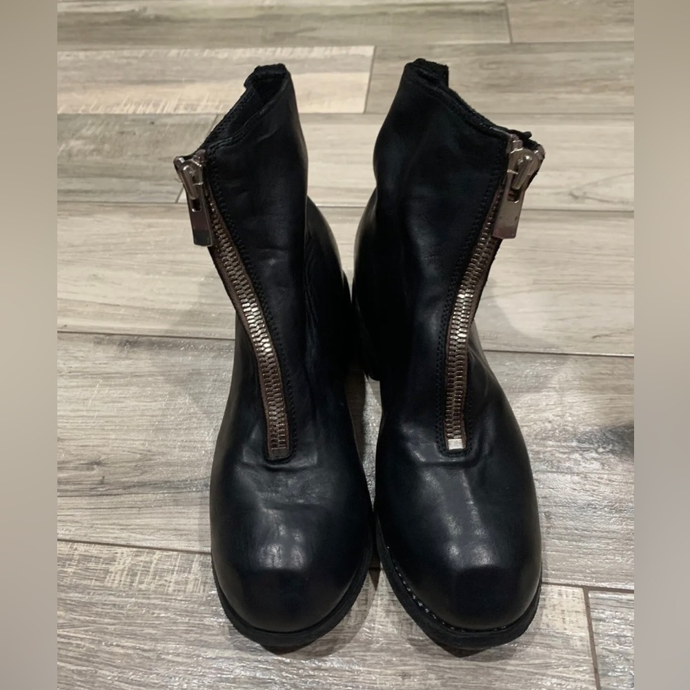 Authentic guidi boots，pl1 35.5 zipped ankle boots,black Zip Front